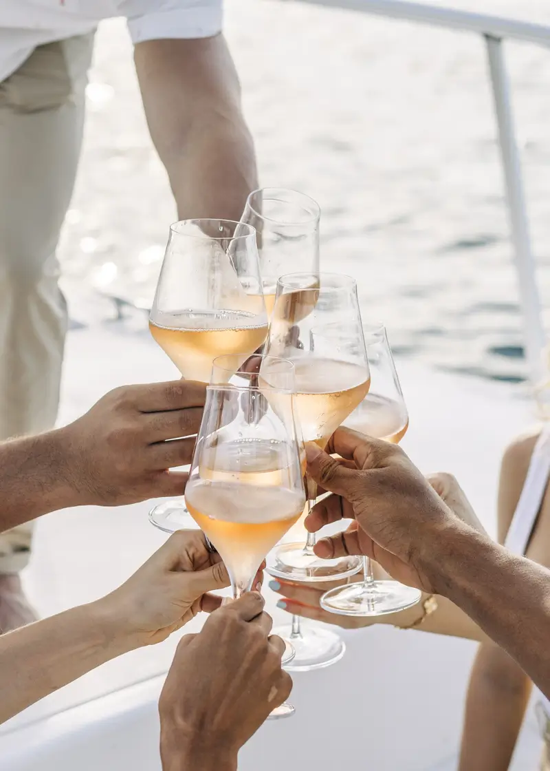 Private sunset cruise in the Dominican Republic with champagne on board, celebrating a luxury Caribbean escape