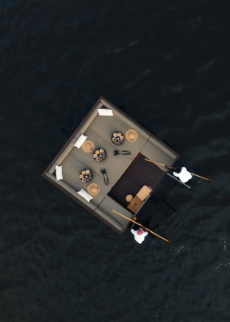 Mawella Lagoon boat ride at Sri Lanka, offering a luxury water dining experience