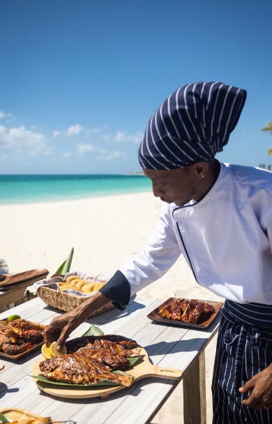ANI Anguilla - Guest Privileges - Beach BBQ Lunch Chef's Table.- Chef Chicken 2