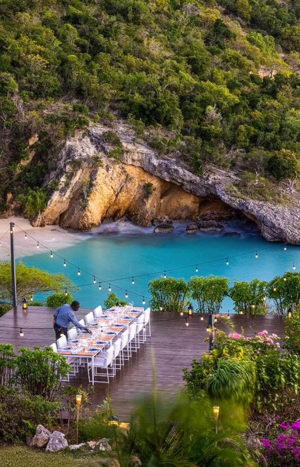 All-inclusive ANI Anguilla villa luxury resort offers al-fresco dining with Caribbean beach and ocean view