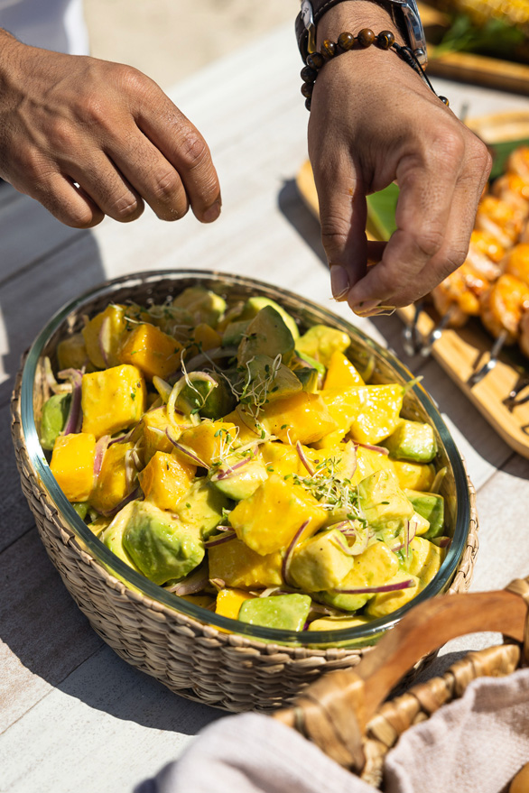 ANI-Anguilla-Luxury-Inclusions-Beach-BBQ-Lunch-Avocado-Mango-Salad