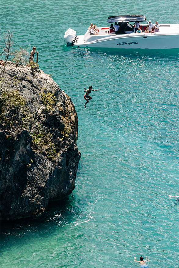 ANI Anguilla - Guest Privileges - Swimming LIttle Bay Jump