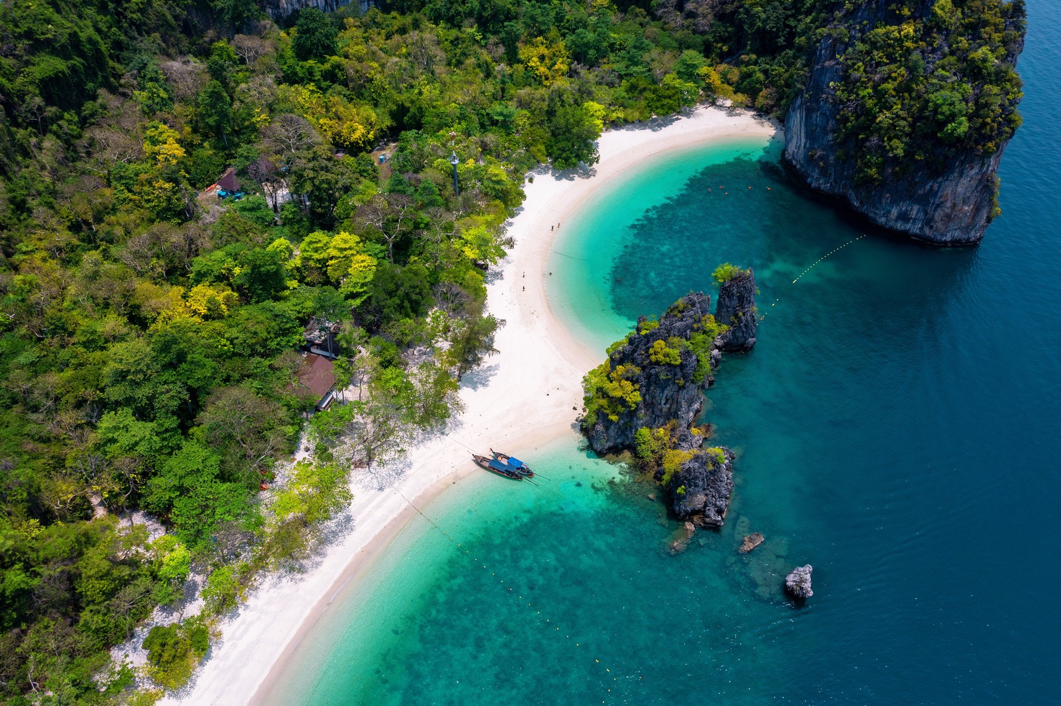 Aerial view of Koh Hong island in Krabi, Thailand.