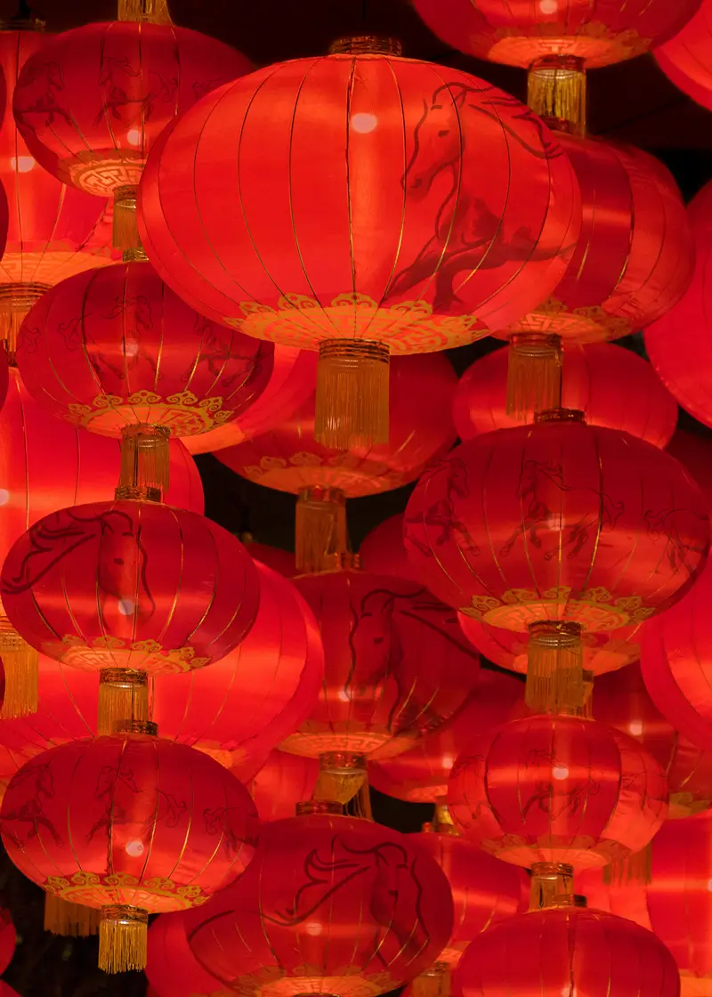 Red Chinese lanterns for a luxury Chinese New Year celebration at ÀNI Sri Lanka private resort